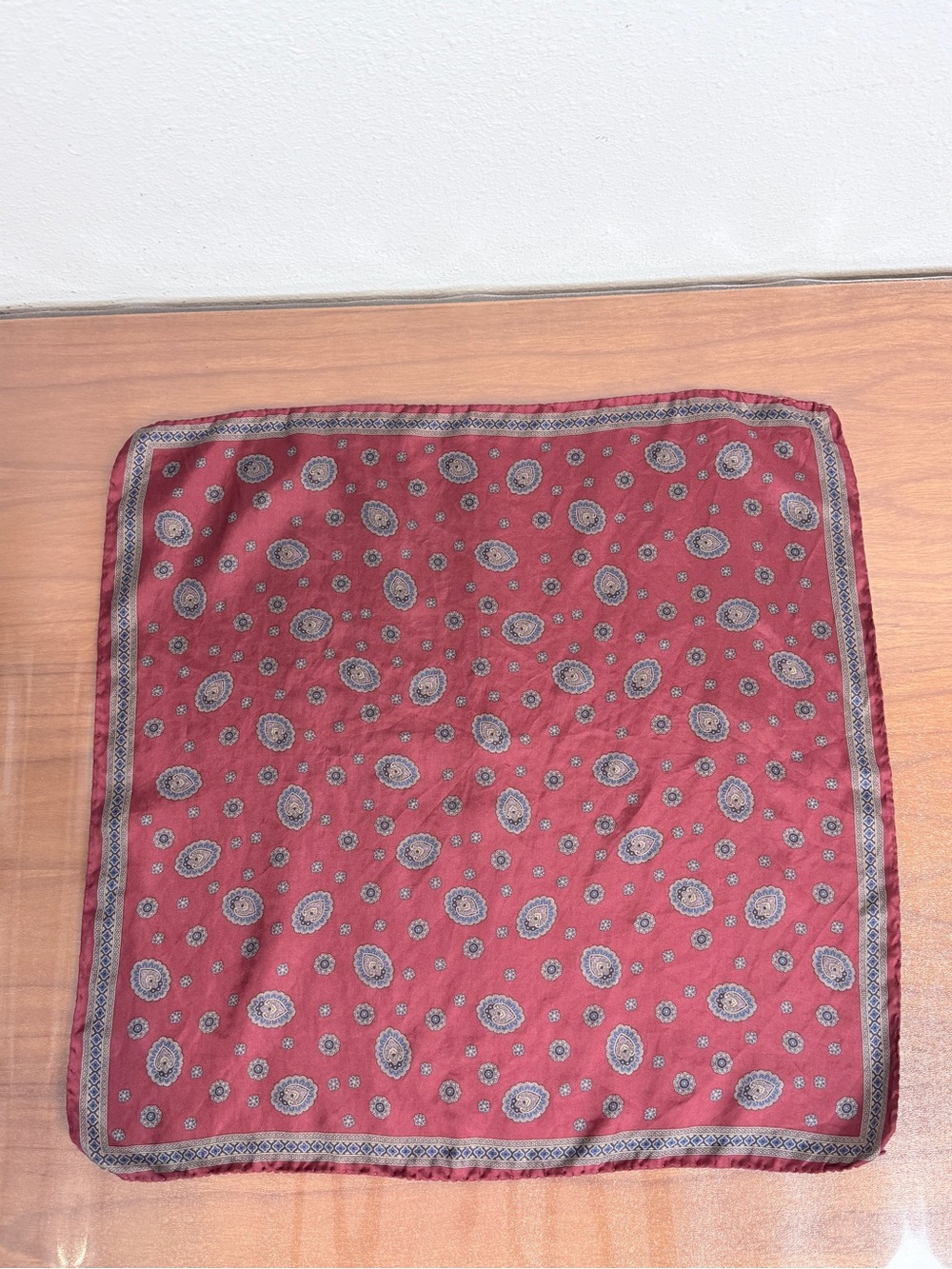 Vintage Ashear Classic Silk Burgundy 19” Pocket Square